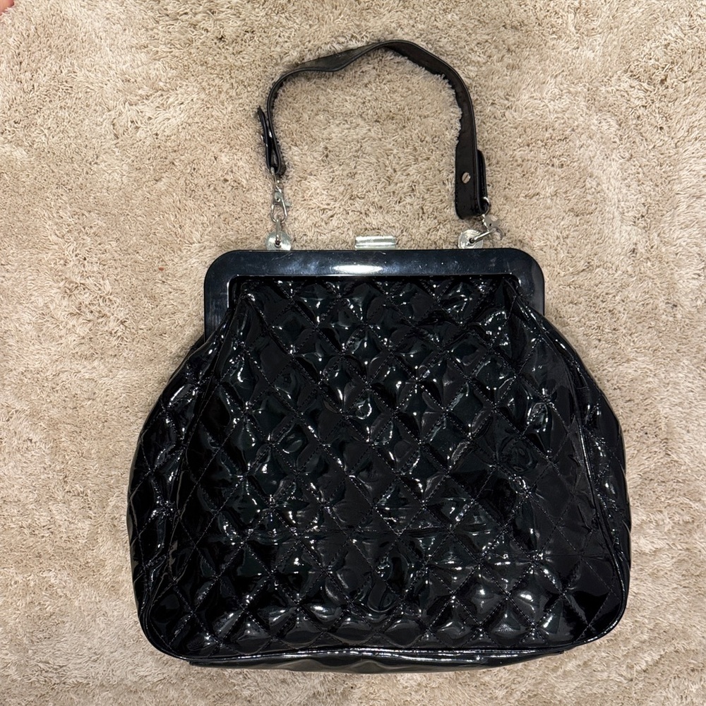 Shoedazzle Black Classic Quilted Retro Doctors Bag